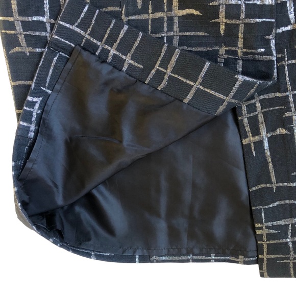 Calvin Klein Skirt Black Metallic Silver Lined Size 4 - Picture 4 of 6